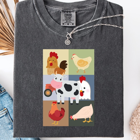Farm Animal Shirt for Country Lovers, Cute Cow Tee, Gift for Farmers, Chicken T-Shirt, Farm Life Tee, Barnyard Animal Shirt T-Shirt Design