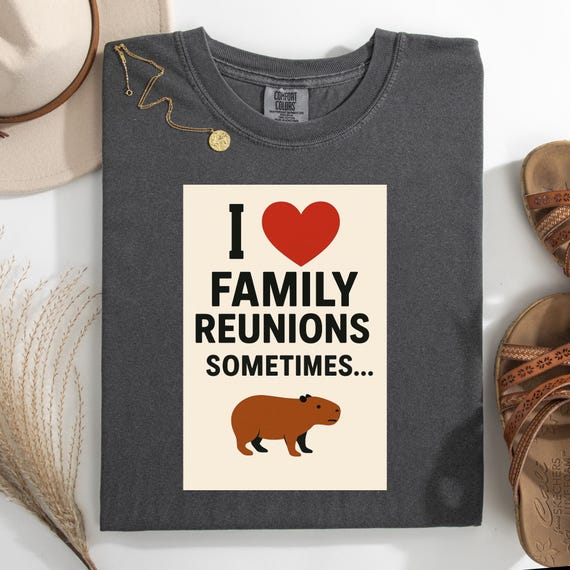 Funny Capybara Family Reunion T-Shirt Unisex Tee for Trips & Groups, Funny Animal Lover Gift Garment-Dyed Shirt