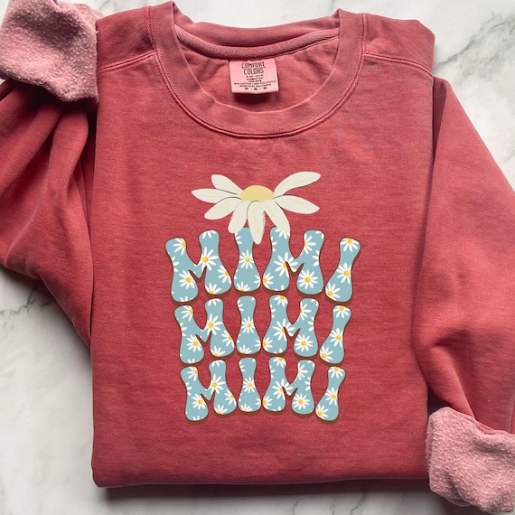 Mimi Daisy Lover Sweatshirt, Gift for Mimi Birthday, Retro Floral Comfort Color Jumper, Unisex Garment-Dyed Pullover, Mimi Floral Sweatshirt