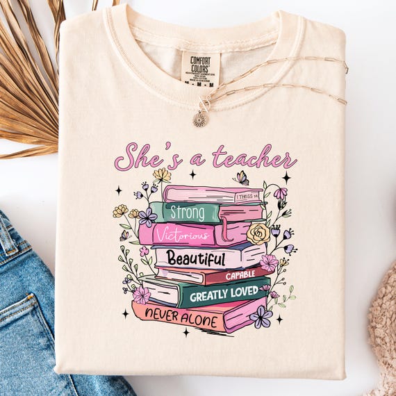 Brushstroke Teacher Comfort Color Tee, Gift for Teacher Book Lovers or Group of Teachers, Gift for teacher appreciation Garment-Dyed T-shirt