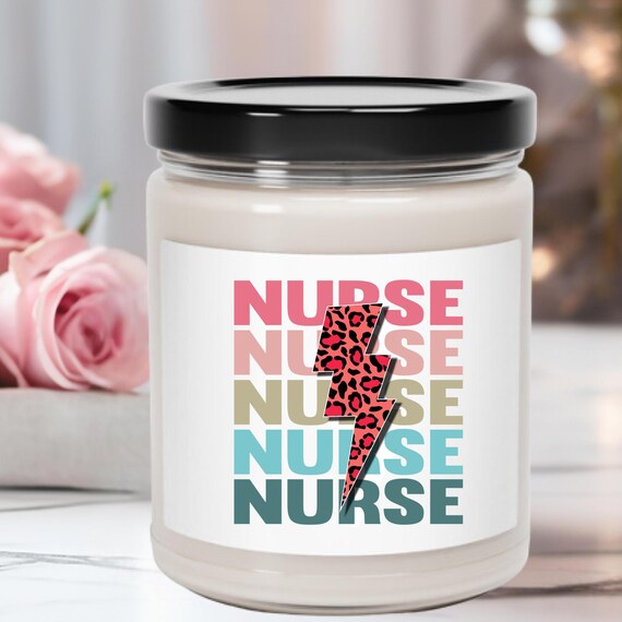 Soy Candle, Nurse Retro Lightning Bolt Gift, Hand Poured, Aromatherapy, Home Decor, Relaxation, Nurse Appreciation, Nursing Student Gift