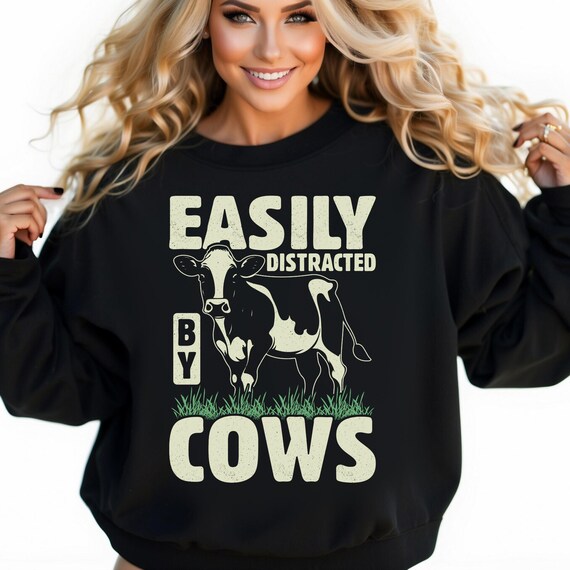 Funny Cow Lover Sweatshirt, Cow Print Sweatshirt, Animal Lover Gift, Funny Farmer Shirt, Cow Birthday Gift, Cow Appreciation Week