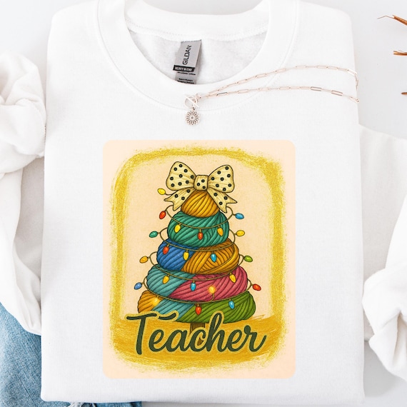 Faux Yarn Christmas Tree Teacher Shirt, Holiday Educator Gift