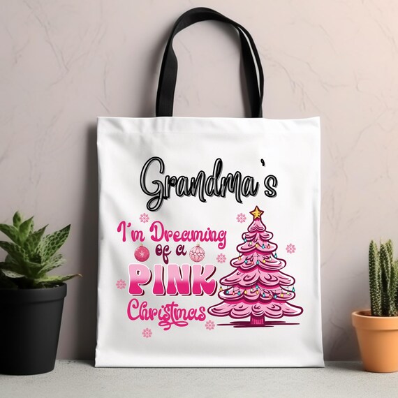 Girly Grandma Gift Pink Xmas Tote,Xmas Grandma Gift Grandma girly Gifts,Christmas Girly gift Grandma pink gift,Christmas Gift Pink  Grandma