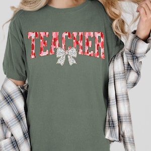 Teacher Coquette Bow Teacher Bow Shirts,  Teacher Appreciation Gift For Teacher, Elementary Teacher New Teacher Gift, Coquette Teacher