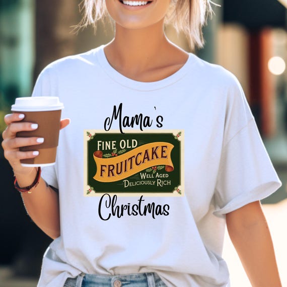 Vintage Santa Tee Holiday Gift Shirt, Retro Design Christmas Tee, Old Time Mama Shirt, Fruitcake Store Gift, Retro Foodie Shirt Gift for Mom