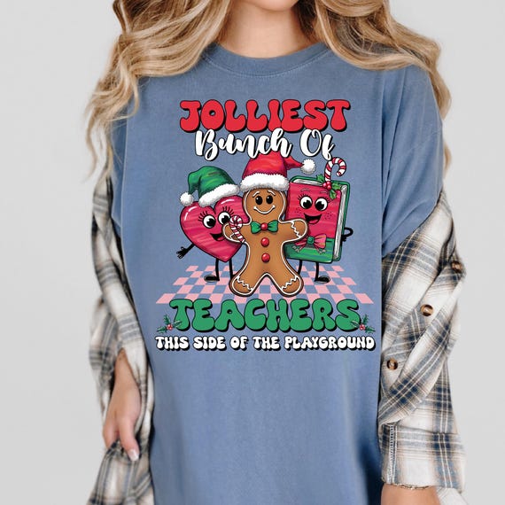 Christmas Teacher, Jolliest Bunch Of, Teacher Xmas Shirt, Funny Teacher Shirt, Of The Playground, Holly Jolly Teacher, Christmas Sweatshirt