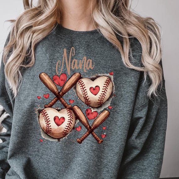 Nana Baseball Sweatshirt Gift for Baseball Loving Nana, Retro Nana Sweatshirt Gift Brushstroke Design, Baseball Fan Apparel,