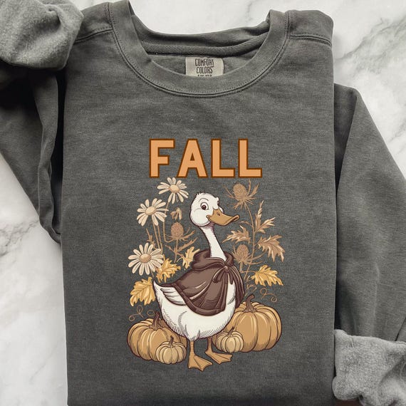 Boho Goose Fall Pumpkin Garment Dyed Sweatshirt, Gift for Goose Lover Fall Comfort Color Jumper, Cozy Autumn Sweater, Thanksgiving