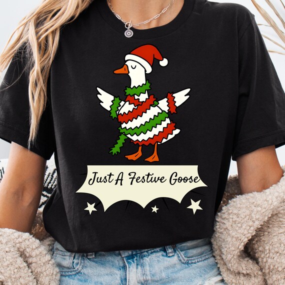 Festive Goose Christmas T-Shirt: Bird Lover Holiday Tee