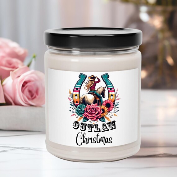 Outlaw Cowgirl Cowgirl Lover Gift,Western Cowgirl Candle,Cowboy Ranch Decor,9oz Jar Candle, Hand-Poured Soy Candle gift for her at Christmas