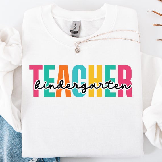 Retro script Kindergarten Teacher Shirt, Vintage sweatshirt for Educators Teacher Gift