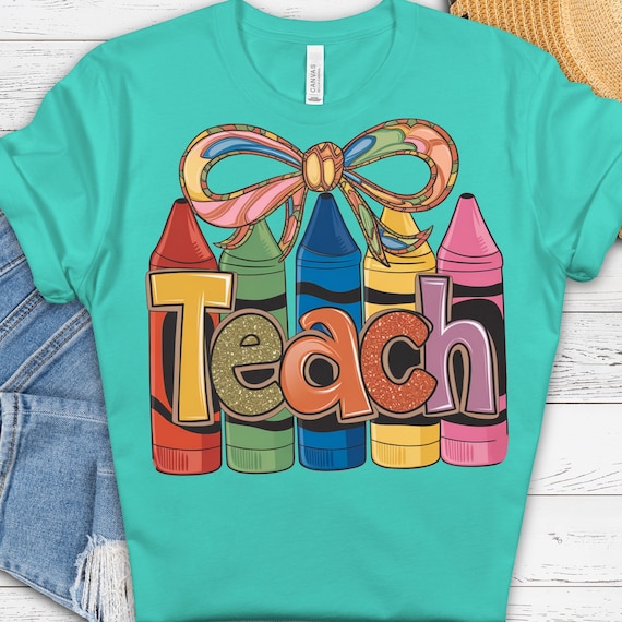 Teacher Crayon Shirt, Fun Tee for Educators Colorful Teaching Gift