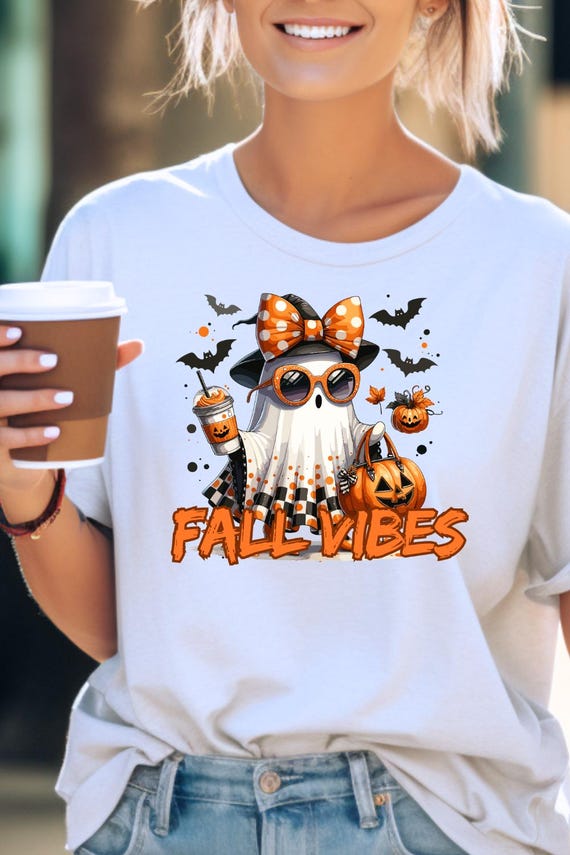 Boujee Ghost Fall Tee, Girly Spooky Shirt for Autumn Halloween Apparel, Gift for Ghost Lovers, Funny Fall Tshirt, Fall Vibes Graphic Top