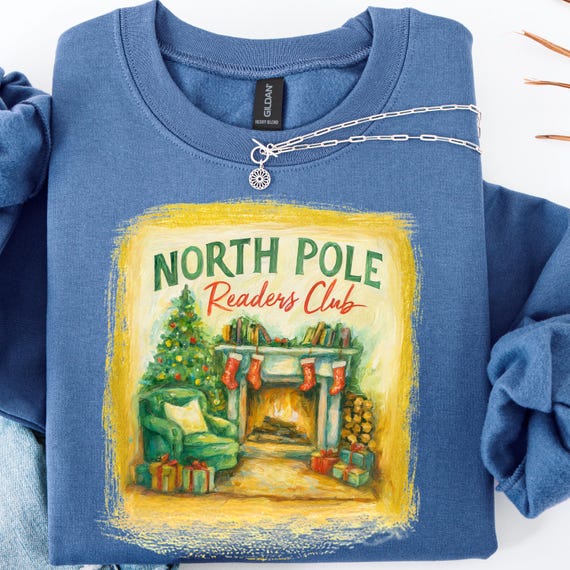 Christmas Reading Shirt, North Pole Readers Club shirt for Book Lovers, Holiday Bookworm gift