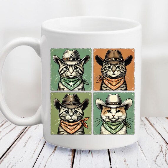 Western Cat Collage Coffee Mug - Gift for Cat Lovers
