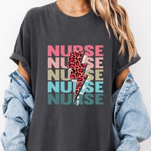 Retro Nurse Lightning Bolt T-shirt: Comfort Colors Tee
