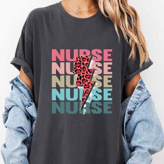 Nurse Lightning Bolt T-shirt, Retro Comfort Color Tee, Nurse Gift,  Vintage Style Shirt, Medical Professional Apparel for Nurse