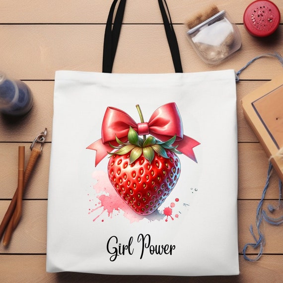 Strawberry Lover Strawberry Tote Bag, Fruit Tote Bag Farmers Market Bag,  Strawberry Gift Cute Canvas Tote Bag, Gift For Her,Trendy Tote Bag