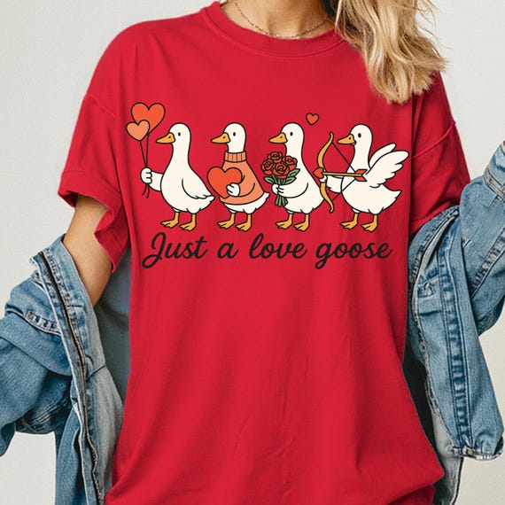 Love Goose Shirt, Cute Tee for Animal Lovers, Romantic Goose Gift, Valentine T-Shirt