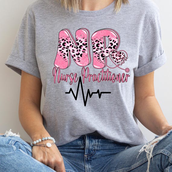 Nurse Practitioner Leopard Heartbeat Tee, Gift for NP Nursing Student tee, Leopard Print Nurse Top Healthcare Worker Gift, Family Nurse
