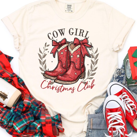 Cowgirl Christmas Shirt for Holiday Lovers, Western Boots Tee, Gift for Cowgirls
