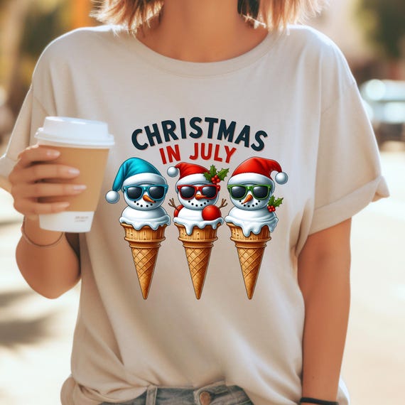 Xmas In July Shirt Ice Cream July Gift,Tropical Christmas Beach Christmas Tees, Santa Beach Shirt Funny Christmas Tee, Summer Christmas Tee