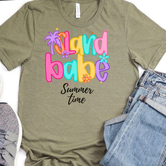 Island Babe Retro Beach 90s Style  Tee, Gift for Beach Lovers Vacation Shirt , Beach Trip Tee Summer Top