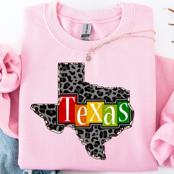 Leopard Texas Sweatshirt, Texas Mom Crewneck Jumper