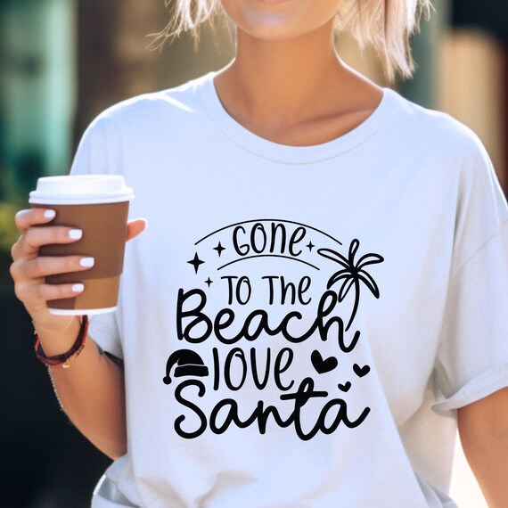 Santa On Beach Christmas T-Shirt: Tropical Xmas In July Gift