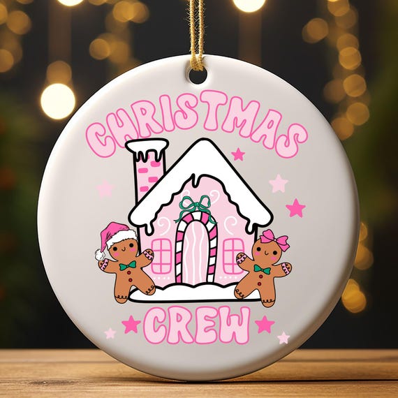 Christmas Crew Gingerbread House Metal Ornament, Gift for Gingerbread Lovers