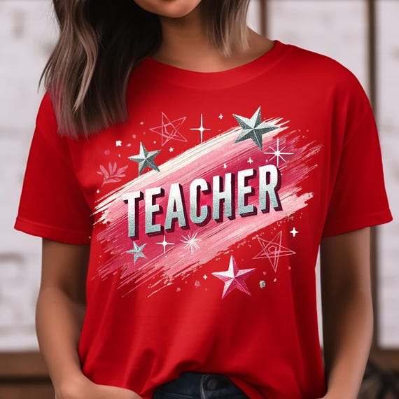 Gift For Teacher Teacher brushstroke tee, Teacher Appreciation  star Teacher tee, Cute Teacher Shirt Brushstroke Educator T, Thank you