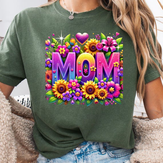 Sunflower Heart Retro Mom T-Shirt Mom Birthday Gift, Mothers Day Tee, Sunflower shirt for Mom, Mom Comfort Color Tee Shirt
