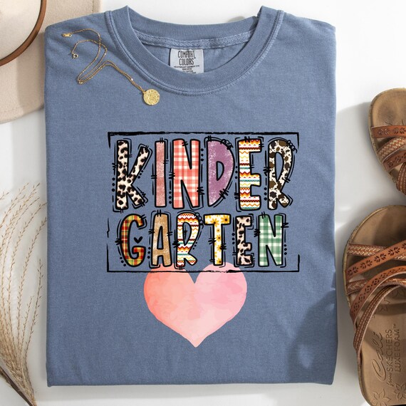 Kindergarten Heart TShirt, Kindergarten Teacher Gift Shirt, Teacher Appreciation Tee, Kindergarten Clothing, Educational Vibes Top
