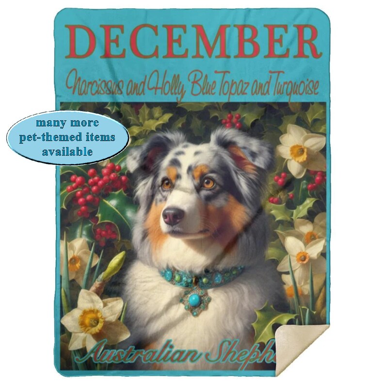 December Australian Shepherd Birthstone Buddy Coordinating Faux ...