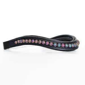 Rainbow Beaded Browband | Iridescent Stone Browband | Bling Browband