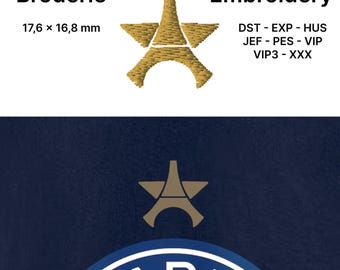 Fichier broderie PSG étoiles LDC | Motif numérique maillot football | Embroidery file PSG Champions League stars | Champion
