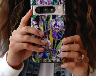 Purple Iris Stained Glass Style | Tough Phone Case iPhone, Samsung, Google; Slim Case iPhone