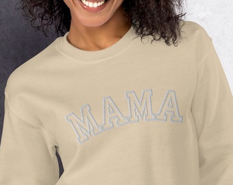 Besticktes Mama-Sweatshirt mit dem Namen der Kinder auf dem Ärmel