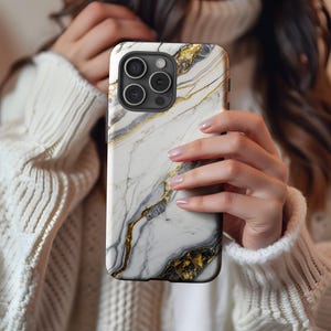 Elegant Marble MagSafe iPhone Case: Tough Magnetic Compatible
