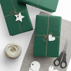 Dark Green Stripe Christmas Wrapping Paper Holiday Gift Wrap Elegant Christmas Gift Wrap Seasonal Gift Wrap Classic Christmas Wrapping Paper