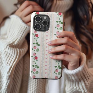Strawberry Lace, iPhone Tough Case 16 15 14, Samsung Galaxy, S25, S24, S23 Ultra Plus, Google Pixel, Glossy or Matte Finish