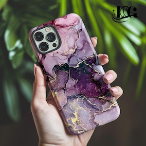 Lila Gold Marmor Handyhülle | Tough, MagSafe®, Snap/Slim & Flexi Cases | iPhone, Samsung, Google