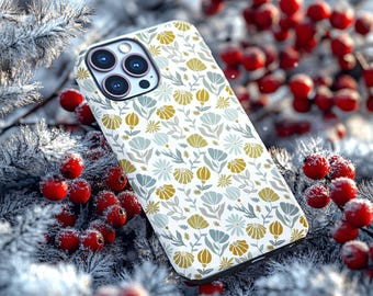 Earthy Boho Floral Pattern Phone Case: Tough Case iPhone, Samsung, Google; Slim Case iPhone