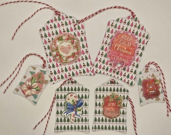 6 Christmas Gift Tags, Set of 6, Holiday Gift Tags, Gift Tags, Christmas Tags