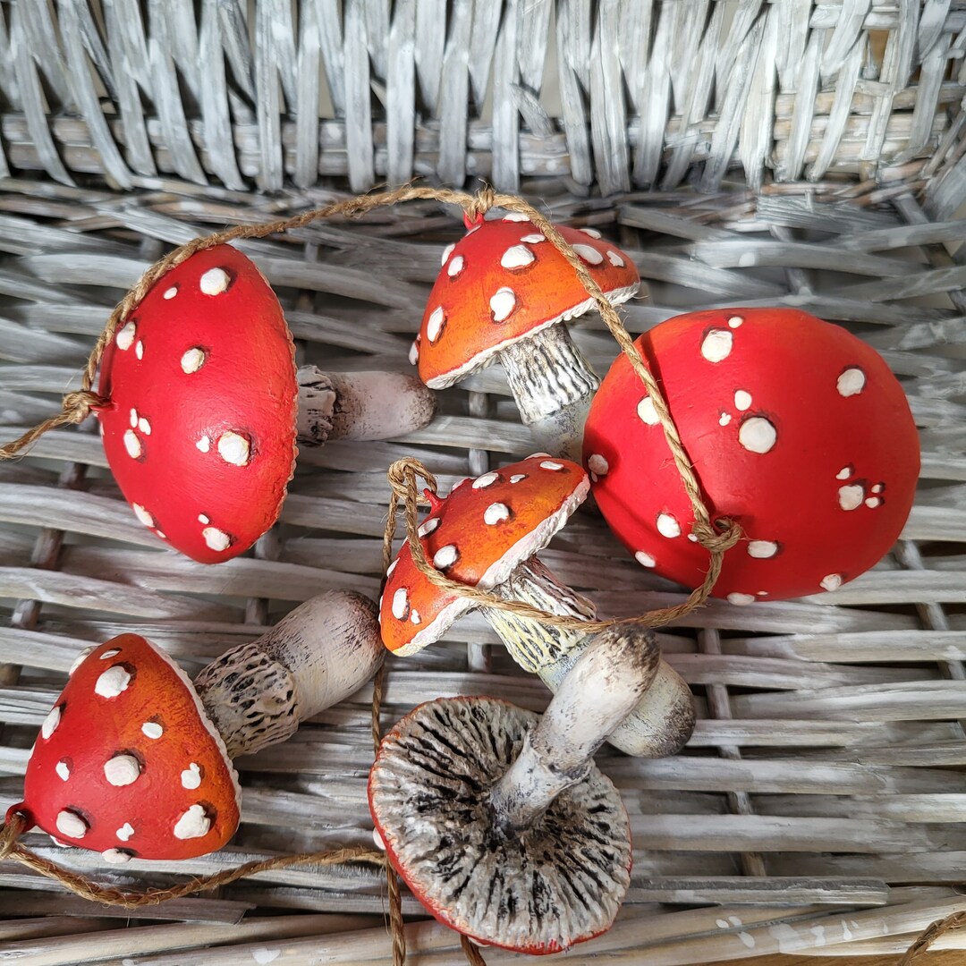 Red Mushrooms Garland House Decoration Etsy