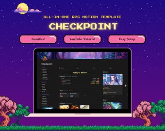 Plantilla de Notion gamificada / Panel de control de vida para TDAH, estudiantes y profesionales / Sistema de productividad RPG