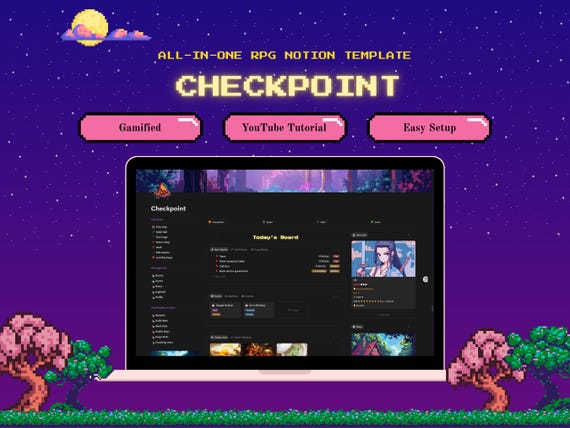 Gamified Notion Template | Life Dashboard for ADHD, Students & Work | RPG Productivity System
