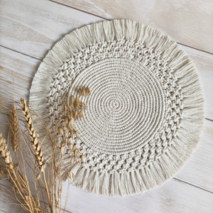 Boho Macrame Coaster for table decoration, Handmade Large Placemat Coaster
