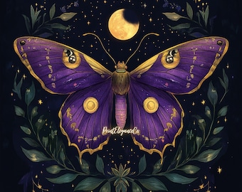 Moonlit Moth Garden Junk Journal Pacote Digital Witch Ephemera Papel de Scrapbook Lunar Fundo Gótico Páginas Flor Celestial Fantasia Bujo